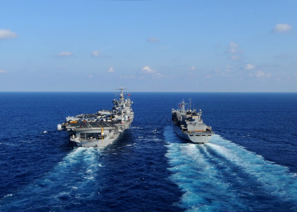 US Navy 101014-N-5082P-324 The aircraft carrier USS Enterprise (CVN 65) and the Military Sealift Command fast combat supply ship USNS Arctic (T-AOE