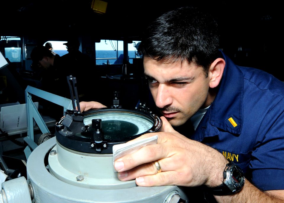 US Navy 101022-N-6632S-255 Ensign Kenneth Prefido, assigned to the weapons department of the guided-missile cruiser USS Gettysburg (CG 64), shoots