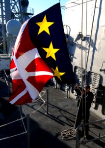 US Navy 101022-N-6632S-410 Quartermaster 2nd Class Daniel W. Daugherty, assigned to the operations department of the guided-missile cruiser USS Get