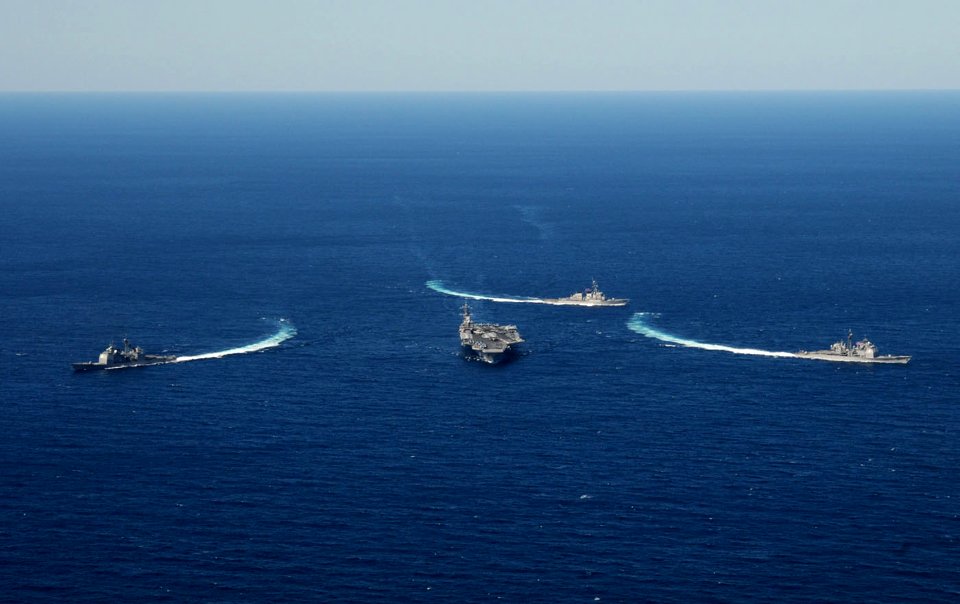 US Navy 101022-N-4154B-419 The aircraft carrier USS George H.W. Bush (CVN 77) participates in a group sail