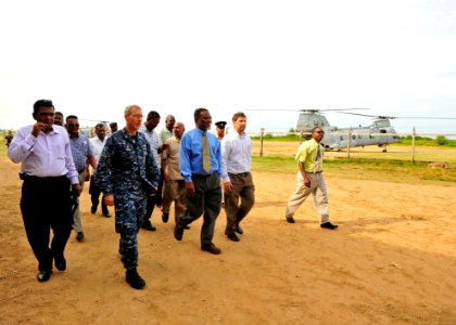 US Navy 101026-N-1531D-213 Capt. Thomas Negus, center left, commodore of Continuing Promise 2010, and the Prime Minister of Guyana Samuel Hinds, ce photo
