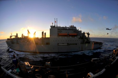 US Navy 101025-N-7103C-016 The Military Sealift Command dry cargo and ammunition ship USNS Carl Brashear (T-AKE 7) pulls alongside the aircraft car