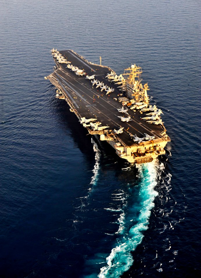 US Navy 101026-N-6003P-237 he aircraft carrier USS Harry S. Truman (CVN 75) transits the Arabian Gulf during flight operations
