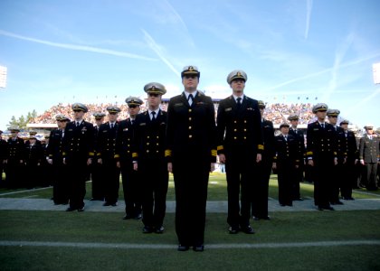 US Navy 101030-N-3857R-001 U.S. Naval Academy Midshipman 1st Class Caroline P. Barlow, from Jacksonville, Fla., stands at attention during the brig