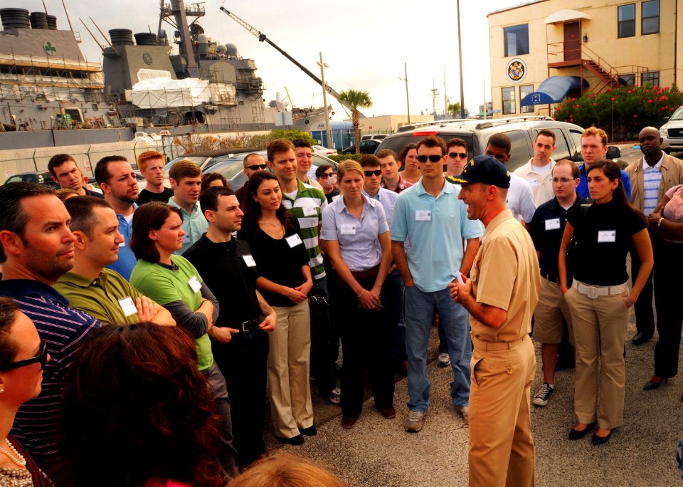 US Navy 101028-N-8590G-001 Cmdr. Mark Olsen, commanding officer of the guided-missile destroyer USS The Sullivans' (DDG 68)