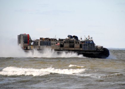 US Navy 101029-N-1580K-107 A landing craft air cushion (LCAC) approaches Anzio Beach at Joint Expeditionary Base Little Creek-Fort Story during Exe