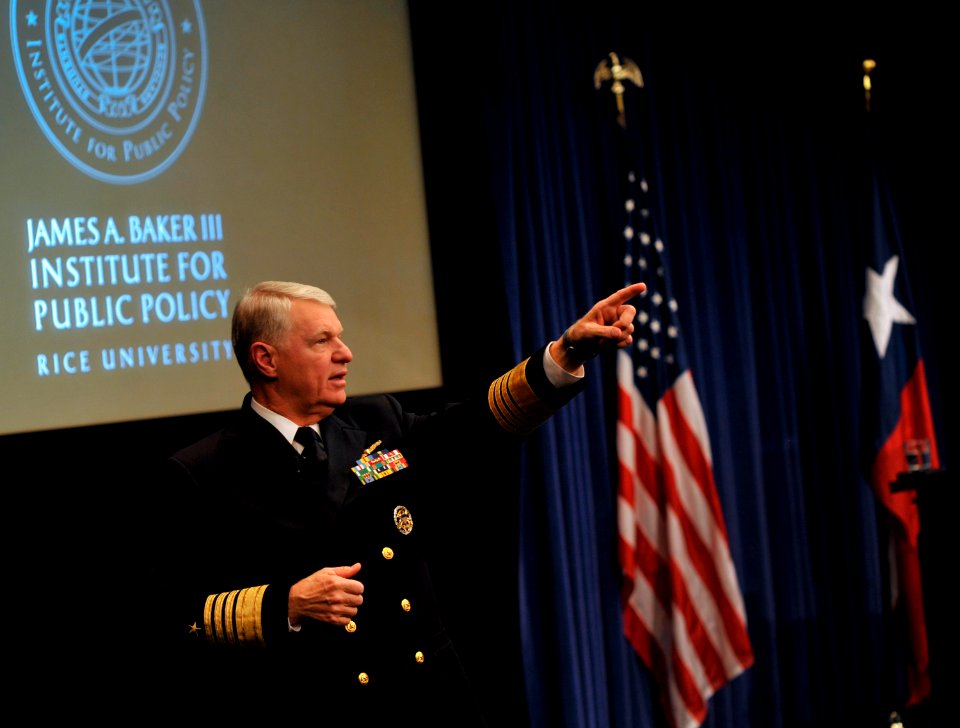 US Navy 101102-N-8273J-200 Chief of Naval Operations (CNO) Adm. Gary Roughead takes questions at the conclusion his remarks on Navy global influenc
