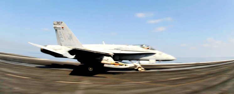 US Navy 101103-N-6003P-081 An F-A-18C Hornet assigned to the Ragin Bulls of Strike Fighter Squadron (VFA) 37 launches from the aircraft carrier USS
