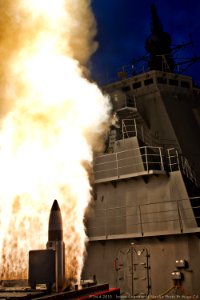 US Navy 101029-N-XXXXX-003 An SM-3 (Block 1A) missile is launched from the Japan Maritime Self-Defense Force destroyer JS Kirishima (DD 174), succe