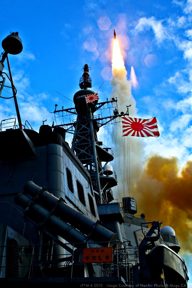 US Navy 101029-N-XXXXX-004 An SM-3 (Block 1A) missile is launched from the Japan Maritime Self-Defense Force destroyer JS Kirishima (DD 174), succe
