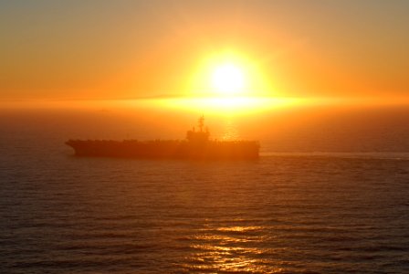 US Navy 101101-N-5684M-060 The aircraft carrier USS Ronald Reagan (CVN 76) conducts a straits training exercise off the coast of California