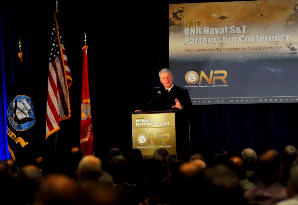 US Navy 101108-N-8273J-031 Chief of Naval Operations (CNO) Adm. Gary Roughead delivers remarks during the Office of Naval Research 2010 Naval Scien