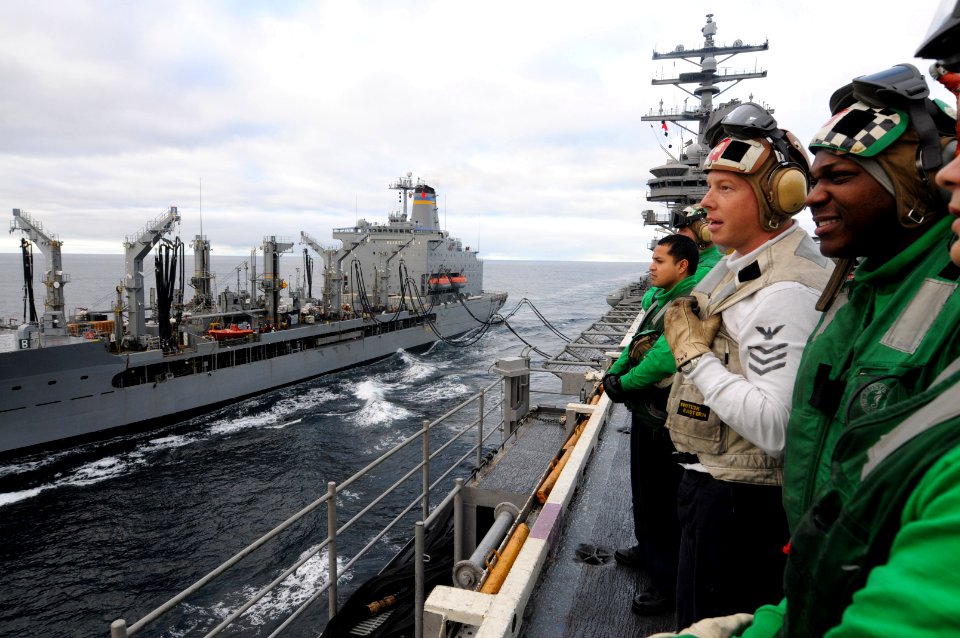 US Navy 101107-N-9132C-018 Sailors assigned to the Cougars of Tactical Electronic Warfare Squadron (VAQ) 139
