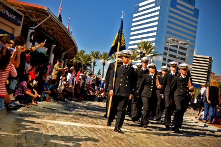 US Navy 101111-N-8590G-003 Navy ROTC cadets from Jacksonville University march in the Jacksonville Veteran's Day Parade photo