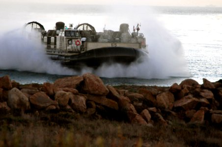 US Navy 101115-N-1722W-234 Landing Craft Air Cushion (LCAC) 65, from Assault Craft Unit (ACU) 5 embarked aboard the amphibious assault ship USS Box
