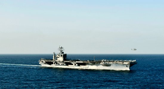 US Navy 101118-N-6003P-930 The aircraft carrier USS Harry S. Truman (CVN 75) transits the Arabian Sea before the start of afternoon flight operatio