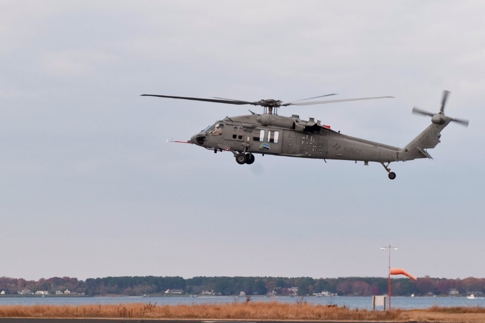 US Navy 101118-N-0000X-006 A U.S. Navy MH-60S Sea Hawk helicopter assigned to the Blackjacks of Air Test and Evaluation Squadron (HX) 21