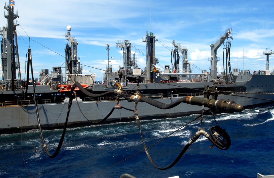 US Navy 101117-N-9706M-084 The hose fuel probe and hose from the Military Sealift Command fleet replenishment oiler USNS Pecos (T-AO 197)