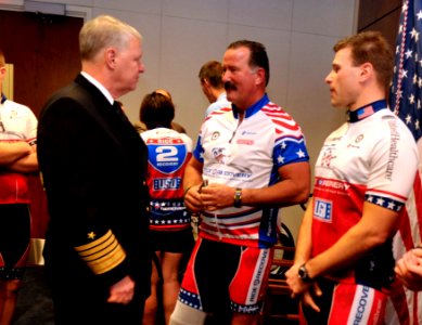 US Navy 101121-N-8273J-059 Chief of Naval Operations (CNO) Adm. Gary Roughead speaks with participants of the Ride 2 Recovery program photo
