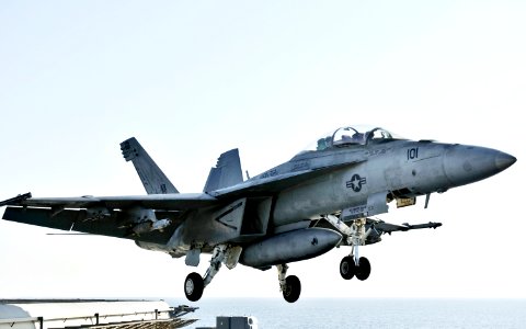 US Navy 101122-N-6003P-151 An F-A-18F Super Hornet assigned to the Swordsmen of Strike Fighter Squadron (VFA) 32 launches from the aircraft carrier