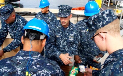 US Navy 101123-N-9643K-105 Sailors assigned to the amphibious assault ship USS Bonhomme Richard (LHD 6) hold a fundraiser for the Combined Federal