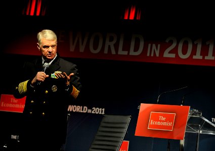 US Navy 101204-N-8273J-021 Chief of Naval Operations (CNO) Adm. Gary Roughead speaks during The Economist photo