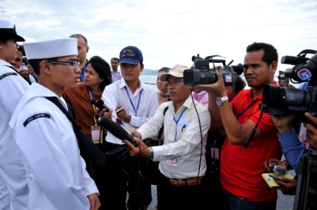 US Navy 101203-N-8721D-037 Gas Turbine Systems Technician-Electrical 3rd Class Chanrathana Phun, assigned to the guided-missile destroyer USS Must