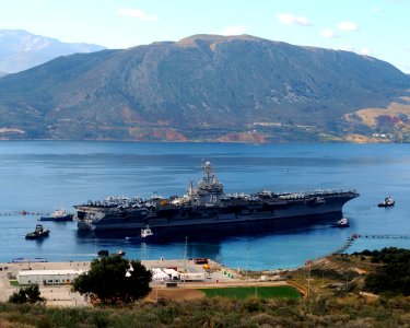 US Navy 101206-N-0780F-004 The aircraft carrier USS Harry S. Truman (CVN 75) departs Souda Harbor after a scheduled port visit