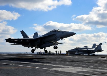 US Navy 101207-N-0569K-071 Capt. O.P. Honors prepares to touch and go from the flight deck USS Enterprise (CVN 65)