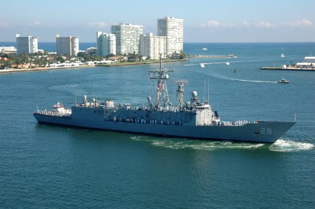 US Navy 101202-N-8269F-049 The guided-missile frigate USS Boone (FFG 28) arrives in Port Everglades for a routine port visit photo