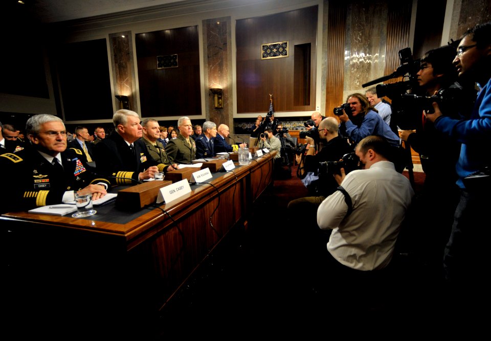 US Navy 101203-N-8273J-059 service chiefs testify before the Senate Armed Services Committee