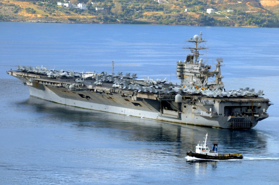 US Navy 101206-N-0780F-034 The aircraft carrier USS Harry S. Truman (CVN 75) departs Souda Bay, Crete,