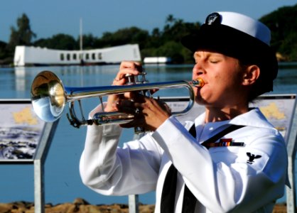 US Navy 101207-N-7498L-609 Musician 2nd Class Kristen Snitzer, assigned to the U.S. Pacific Fleet Band, plays photo