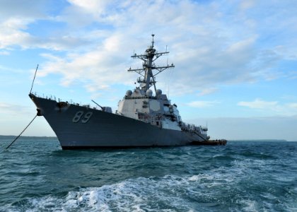 US Navy 101207-N-8721D-002 USS Mustin (DDG 89) is anchored off the shoreline of Sihanoukville, Cambodia