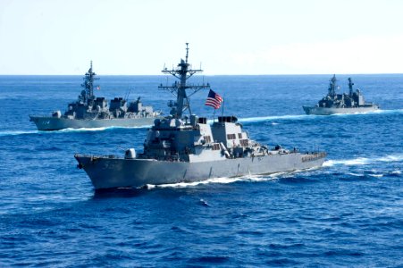 US Navy 101210-N-9626Y-052 USS John S. McCain (DDG 56) joins a combined formation of twenty-six Japan Maritime Self-Defense Force (JMSDF) and U.S
