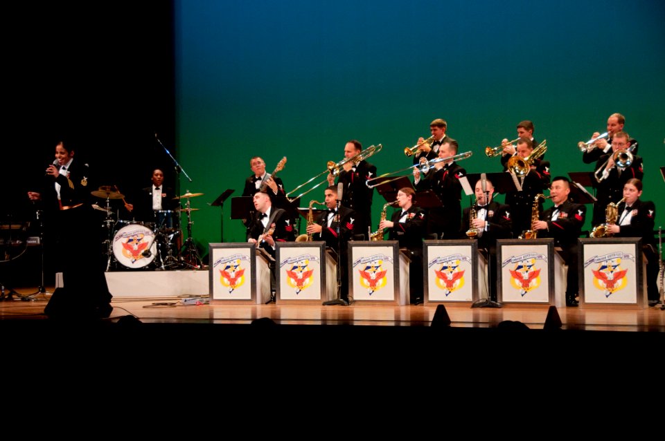 US Navy 101212-N-5758H-022 Members of the U.S. 7th Fleet Band, Far East Edition, perform during their Friendship Concert at the Matida Civic Theate