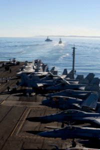 US Navy 101212-N-2953W-110 The aircraft carrier USS Carl Vinson (CVN 70) participates in a simulated straits transit with the ships