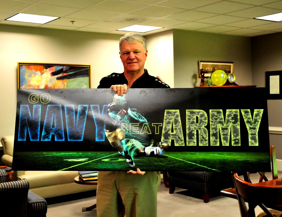 US Navy 101209-N-8273J-019 Chief of Naval Operations (CNO) Adm. Gary Roughead shows his Navy pride for the upcoming Army-Navy game on Dec. 11