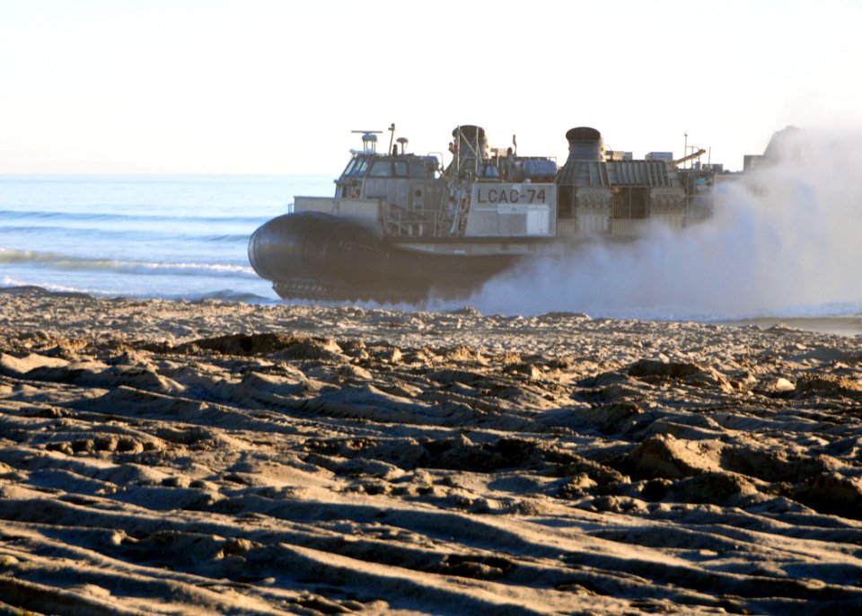 US Navy 101213-N-1722W-670 A landing craft air cushion (LCAC), assigned to Assault Craft Unit (ACU) 5, embarked aboard the amphibious assault ship