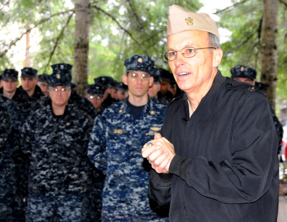 US Navy 101216-N-7058E-007 Rear Adm. Bob Hennegan addresses USS Maine (SSBN 741) during quarters at Naval Base Kitsap-Bangor