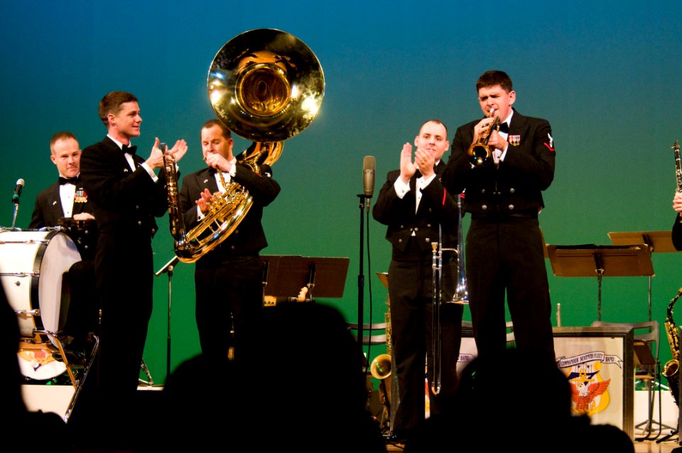 US Navy 101212-N-5758H-030 Members of the U.S. 7th Fleet Band, Far East Edition, perform during their Friendship Concert at the Matida Civic Theate