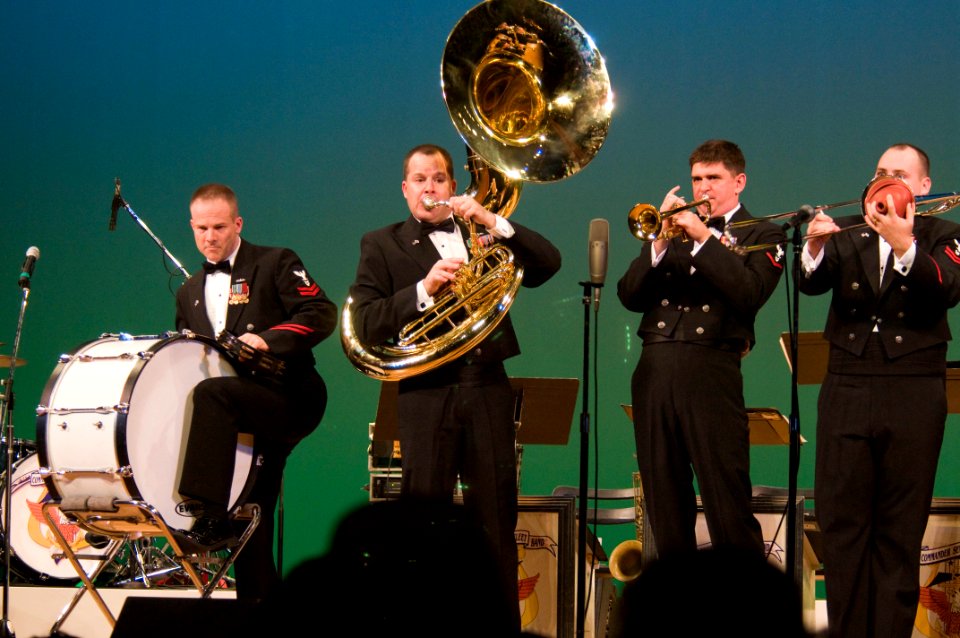 US Navy 101212-N-5758H-036 Members of the U.S. 7th Fleet Band, Far East Edition, perform during their Friendship Concert at the Matida Civic Theate