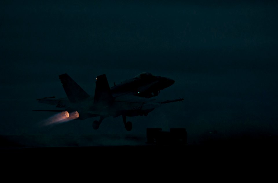 US Navy 101215-N-7981E-571 An F-A-18C Hornet assigned to Strike Fighter Squadron (VFA) 113 launches from the aircraft carrier USS Carl Vinson (CVN