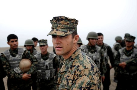 US Navy 101215-N-2984R-771 Marine Staff Sgt. Daniel Monteiro, center, an instructor assigned to Marine Corps Training and Advisory Group photo