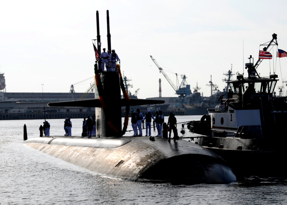US Navy 101217-N-3560G-001 USS Olympia (SSN 717) returns to Joint Base Pearl Harbor-Hickam after completing a scheduled deployment to the western P