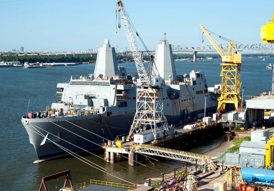 US Navy 110112-N-ZZ999-001 The Pre-Commissioning Unit (PCU) Anchorage (LPD 23) is moored at Ingalls Shipbuilding. Anchorage will be commissioned in