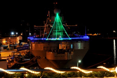 US Navy 101224-N-4031K-012 The U.S. 7th Fleet command ship USS Blue Ridge (LCC 19) is illuminated with Christmas lights on Christmas Eve
