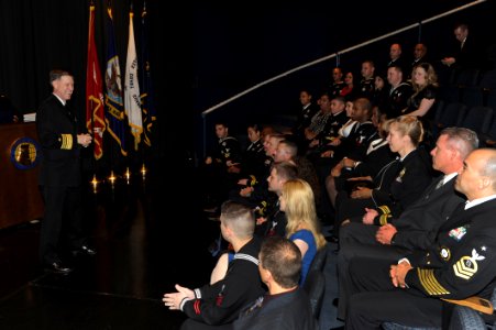 US Navy 110126-N-0555B-306 Vice Adm. Mark E. Ferguson III speaks with the 2010 Navy Recruiters of the Year at the Navy Memorial