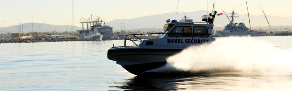 US Navy 110124-N-4332C-596 Sailors patrol the San Diego Harbor during a ship movement