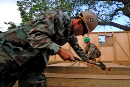 US Navy 110124-N-7589W-070 Sailors build a Southeast Asia Hut photo